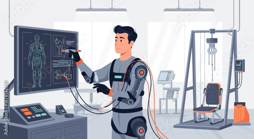 Human augmentation research and development, advanced exoskeleton innovation and testing