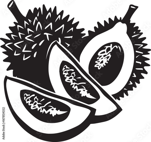 Durian slices or portion icon clean simple silhouette