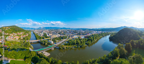 Fotografía Panorama of Zilina behind Vah river, Slovakia
