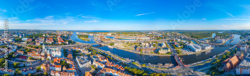 Cuadro en lienzo Panorama view of the city center of Szczecin, Poland
