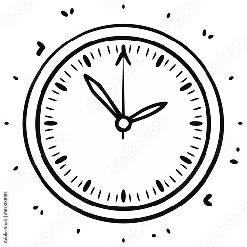 Hand drawn clock with hour and minute hands
