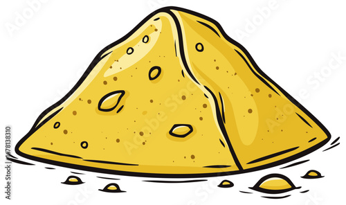 Cartoon Style Pile of Yellow Sand with Shadow Vector Illustration Isolated