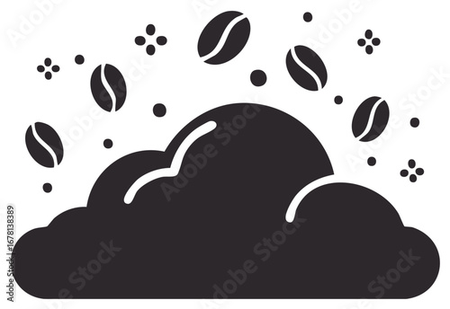 Coffee Bean Cloud Illustration Coffee Aroma Fresh Brew Cafe Design Beverage
