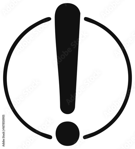 Simple black exclamation mark icon in a circle for warning alert danger and important notification