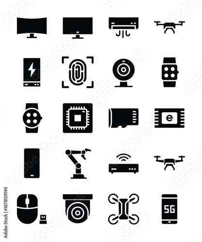 Modern technology icons representing innovation and connectivity