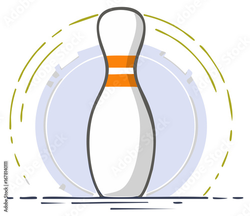 Stylized cartoon illustration of a single bowling pin for sports and recreation concept
