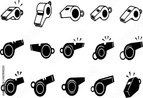 Whistle icon set. Vector graphic illustration. Suitable for website design, logo, app, template, and ui.
