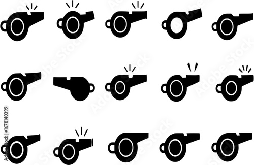 Whistle icon set. Vector graphic illustration. Suitable for website design, logo, app, template, and ui.

