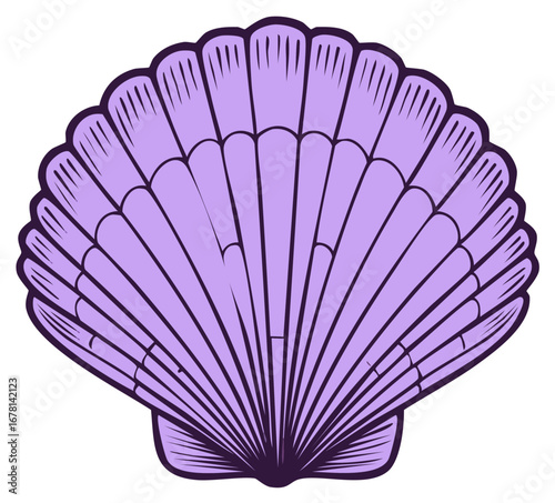 Vibrant Purple Seashell Illustration Isolated Ocean Marine Life Graphic Design Element