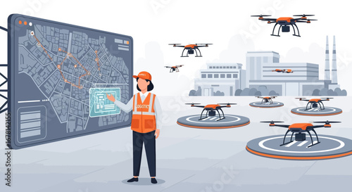 Advanced drone logistics management with centralized control and city oversight