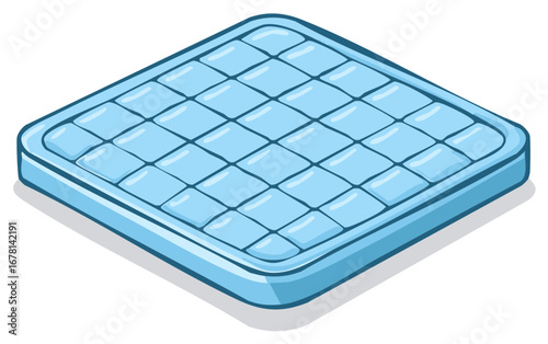 Square Blue Cartoon Mattress with Quilted Surface for Bedroom or Furniture Design