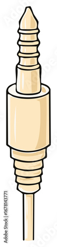 Illustration of a beige wood plug, a decorative screw, on a white background