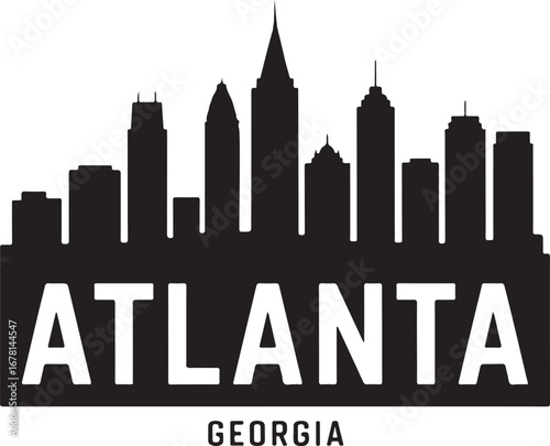 Atlanta Georgia skyline silhouette vector illustration, black city design with white background