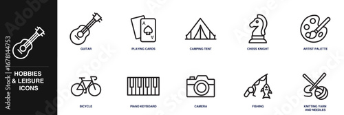 Hobbies and Leisure Line Icon Set