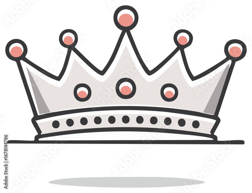 Cartoon illustration of a white crown with pink accents, for royalty and prestige.
