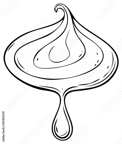 Meringue Swirl with Dripping Icing, Hand Drawn Dessert Illustration