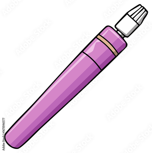Cartoon illustration of a pink lancing device for blood glucose testing for diabetes management