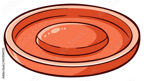 Illustration of a circular orange plate with a smaller inner circle, cartoon style.