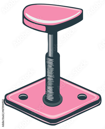 Vibrant pink and gray cat scratching post with elevated top perch illustration