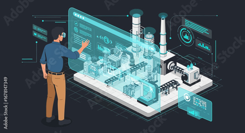 Factory automation managed by remote control with virtual reality system