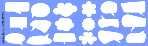 Set of message comments chat box text boxes and conversation chats in comics. Collection of speech bubbles. Vector illustration.