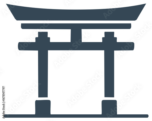 Simple Vector Illustration of a Torii Gate, Ancient Japanese Symbol for a Sacred Place