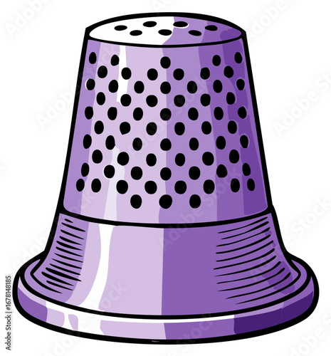 Purple thimble with black dots for sewing and crafts protection