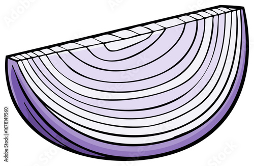 Fresh Red Onion Slice Illustration Isolated Food Ingredient Vegetable Cartoon
