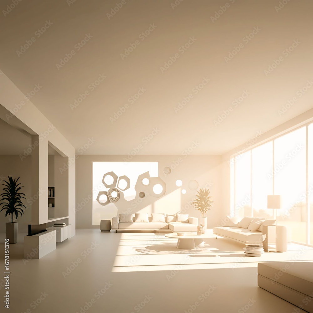Fototapeta premium modern living room with white furniture