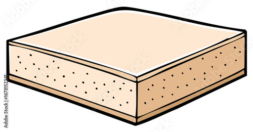 Vector graphic of a light brown rectangular block with porous texture