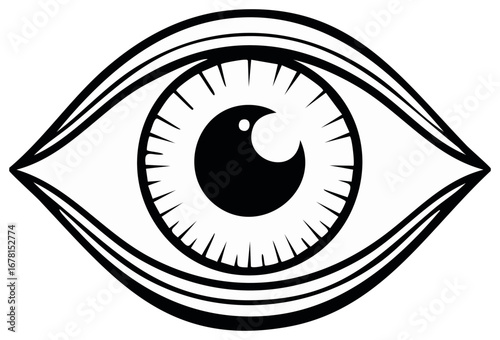Eye illustration, graphic design, decorative element, bold line art vector