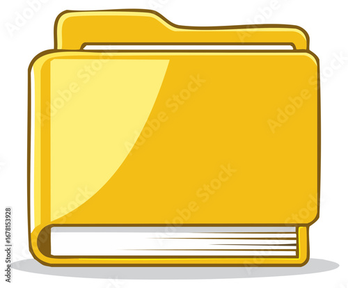 Yellow File Folder Icon With Binding Detail and Tab