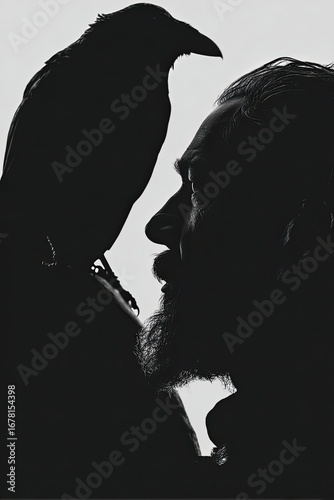 Wallpaper Mural Odin one eyed god with raven on shoulder dramatic silhouette Torontodigital.ca