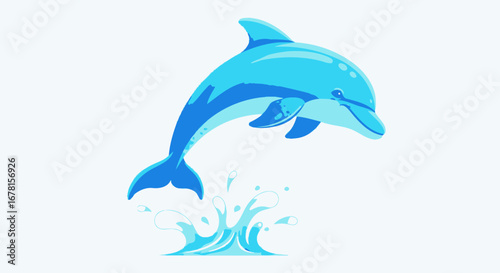 Playful Dolphin Leaping from the Water, a Vibrant Vector Illustration for Educational Materials and Children's Book Illustrations.