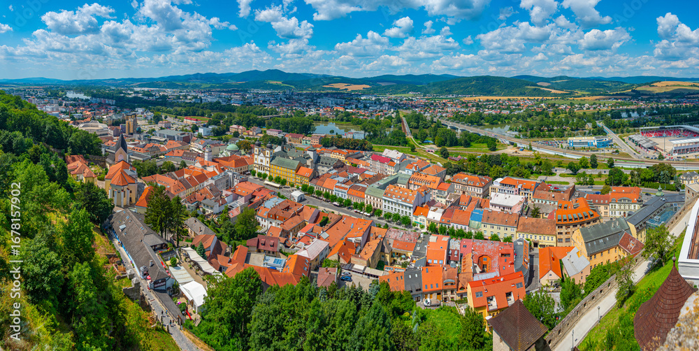 Obraz premium Aerial view of the peace square in Trencin, Slovakia