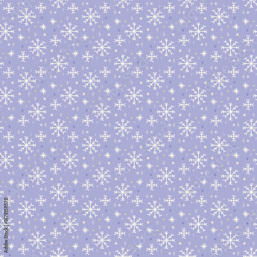 Seamless pastel Christmas pattern with snowflakes and stars