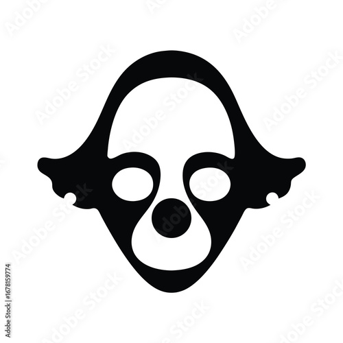 Stylized monochrome clown skull mask design perfect for artistic expression