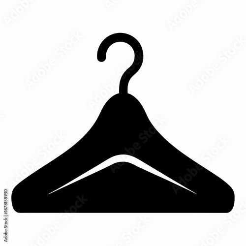 Black silhouette of a clothes hanger isolated on a white background