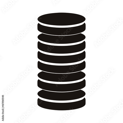 Stack of Circular Objects in Silhouette Against a White Background Art