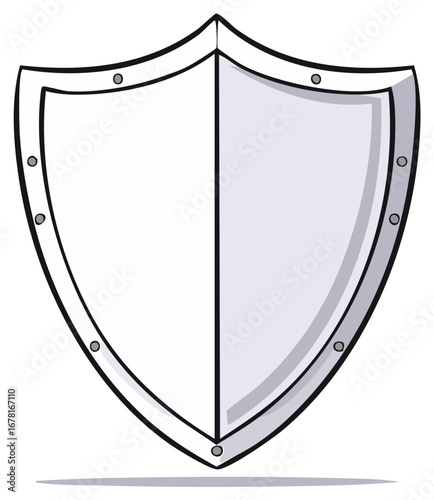 Shield illustration with rivets, defense and protection concept