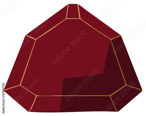 Geometric shape with facets and golden outlines, abstract mathematical object