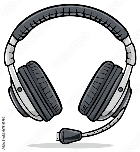 Modern headset with microphone for audio communication and listening