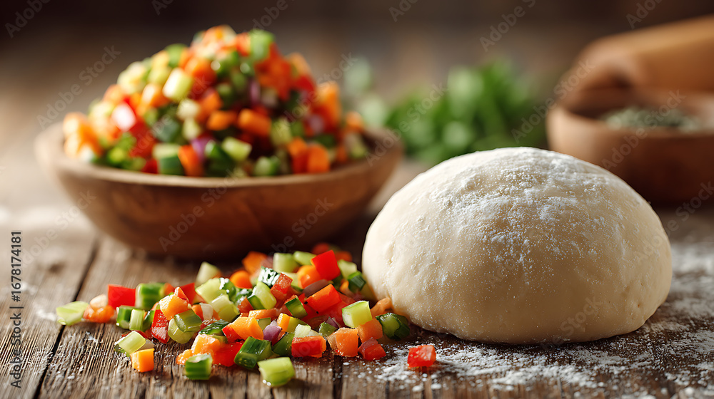Fototapeta premium Title for Chopped Vegetables and Rising ...