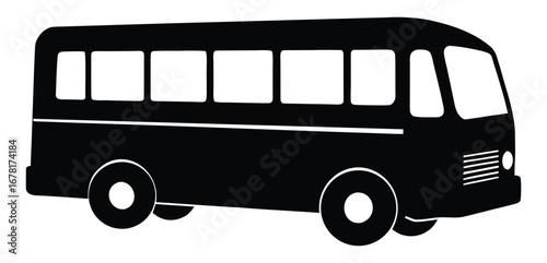 Black and white bus vector illustration isolated on white background transportation