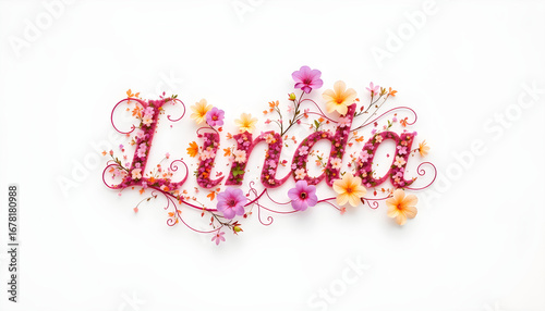 The name Linda is written in a flowery font on a white background