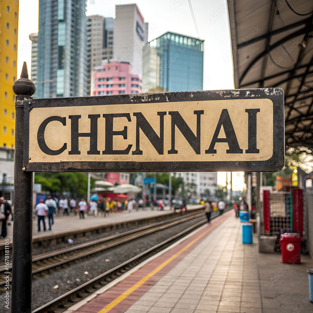 Obraz premium chennai sign board chennai is a one of the major isolate