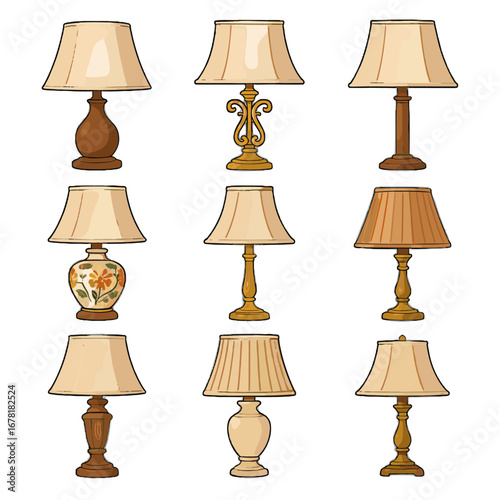 Brass lamps icon vector pleated table lamp carved bell ornate ceramic classic
