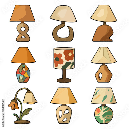Lamp creative patterned abstract table asymmetrical art sculptural artistic colorful lamps vector