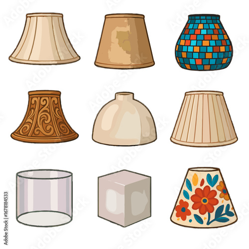 Cube soft icon variety shades empire lamp vector dome elegant textured shade