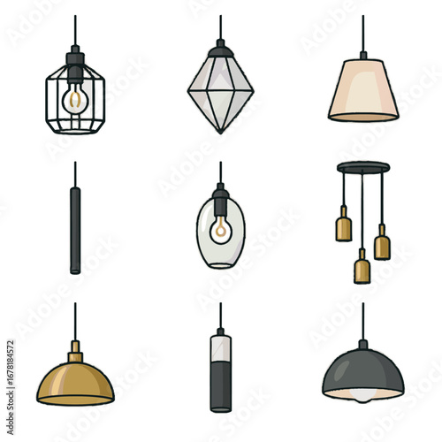 Large minimal lamp icon accent collection marble brass light pendant vector glass